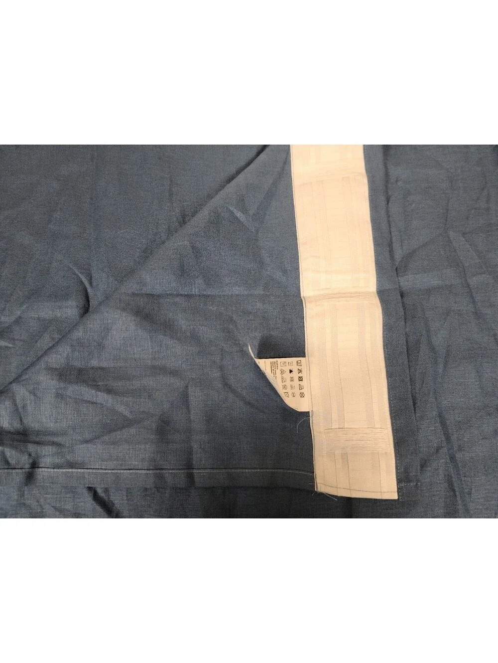 IKEA Aina Solid Blue 100% Linen Pair of Curtains 57 X 98
